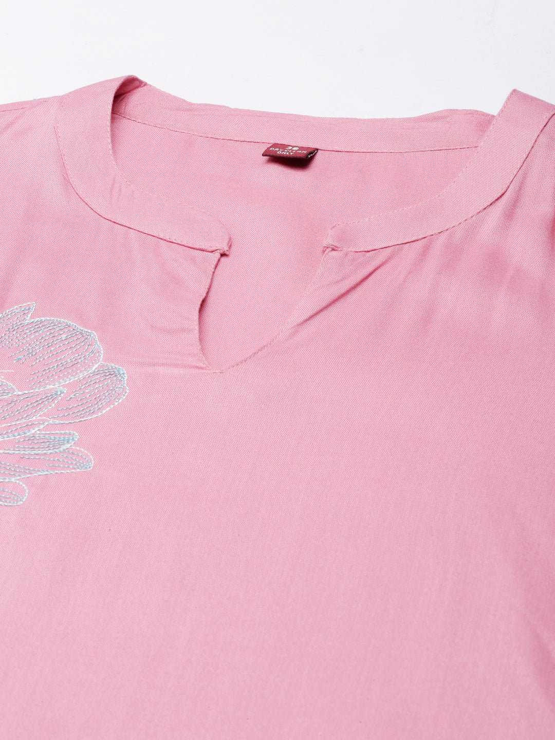 Neerus Pink printed floral straight kurta - back view