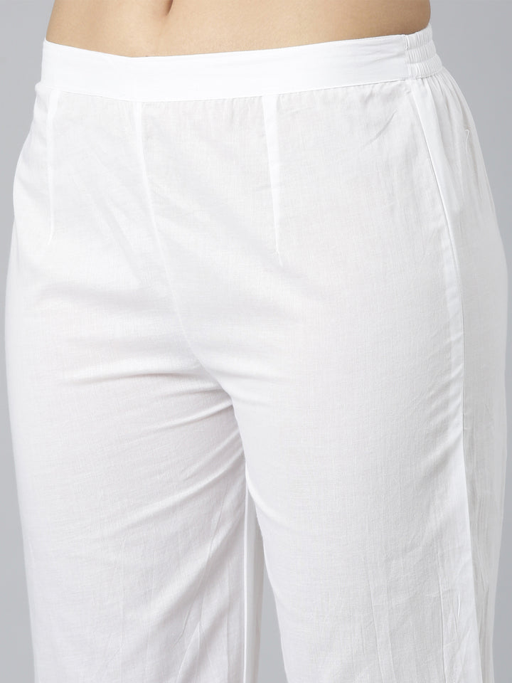 Neerus Blue Panelled Straight Printed Kurta and Trousers With Dupatta