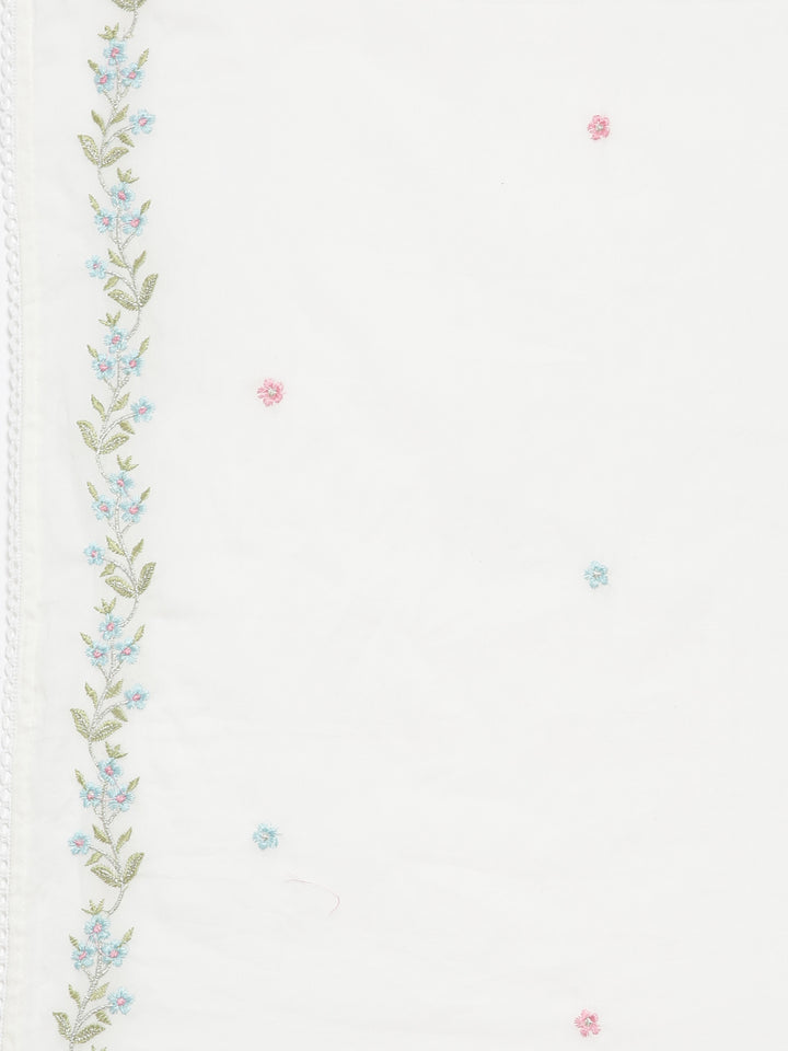 Neerus White cotton solid suit set - detail view 4