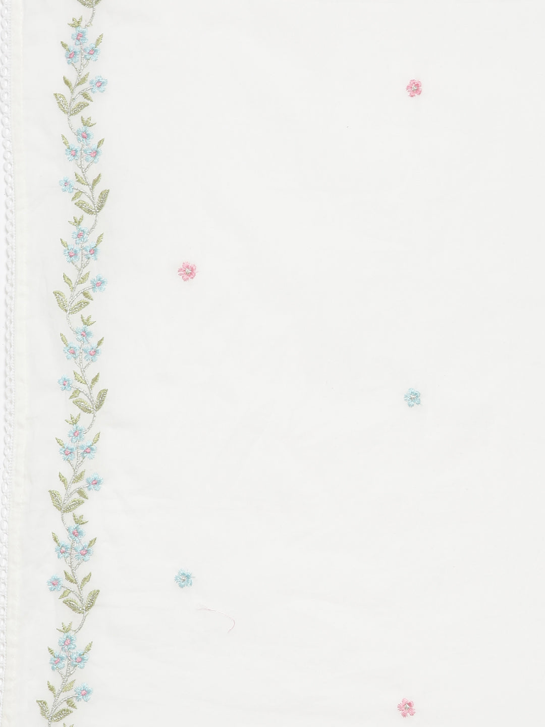 Neerus Off White Regular Straight Solid Kurta and Trousers With Dupatta