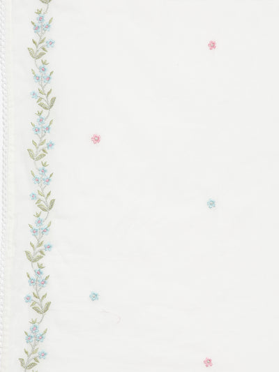 Neerus Off White Regular Straight Solid Kurta and Trousers With Dupatta