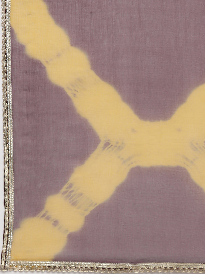 Neerus Purple Casual Solid Anarkali Kurta and Trousers With Dupatta