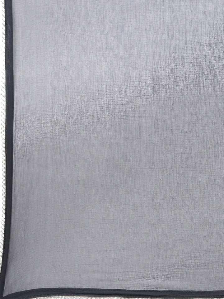 Neerus Black Solid Anarkali Kurta and Trousers With Dupatta