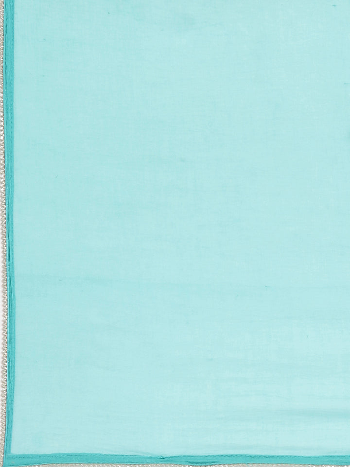 Neerus Green Solid Straight Kurta and Trousers With Dupatta