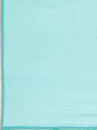 Neerus Green Solid Straight Kurta and Trousers With Dupatta