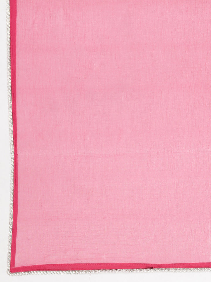 Neerus Pink linen embroidered suit set - detail view 4