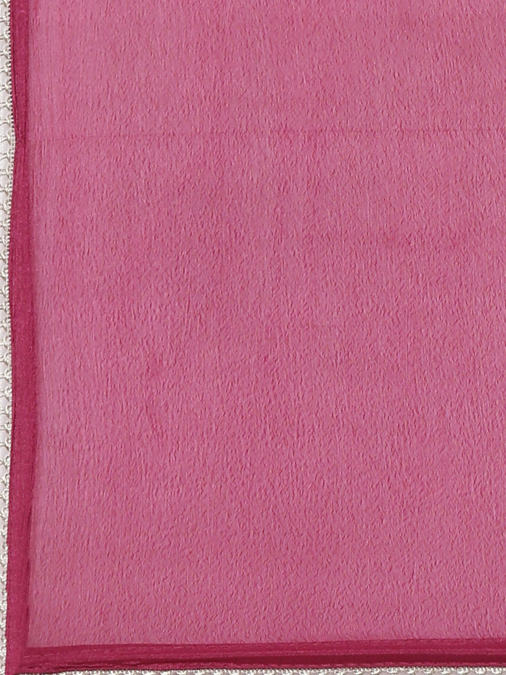 Neerus Purple Embroidered Anarkali Kurta and Trousers With Dupatta