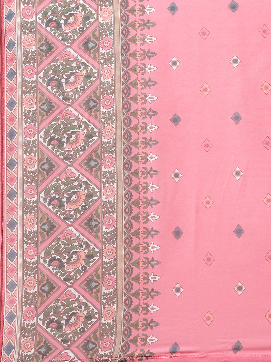 Neerus Cream Regular Straight Printed Kurta And Trousers With Dupatta