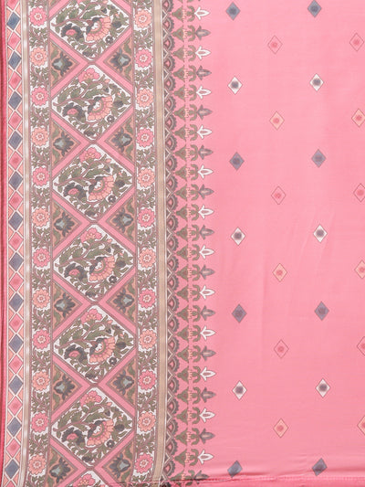 Neerus Cream Regular Straight Printed Kurta And Trousers With Dupatta