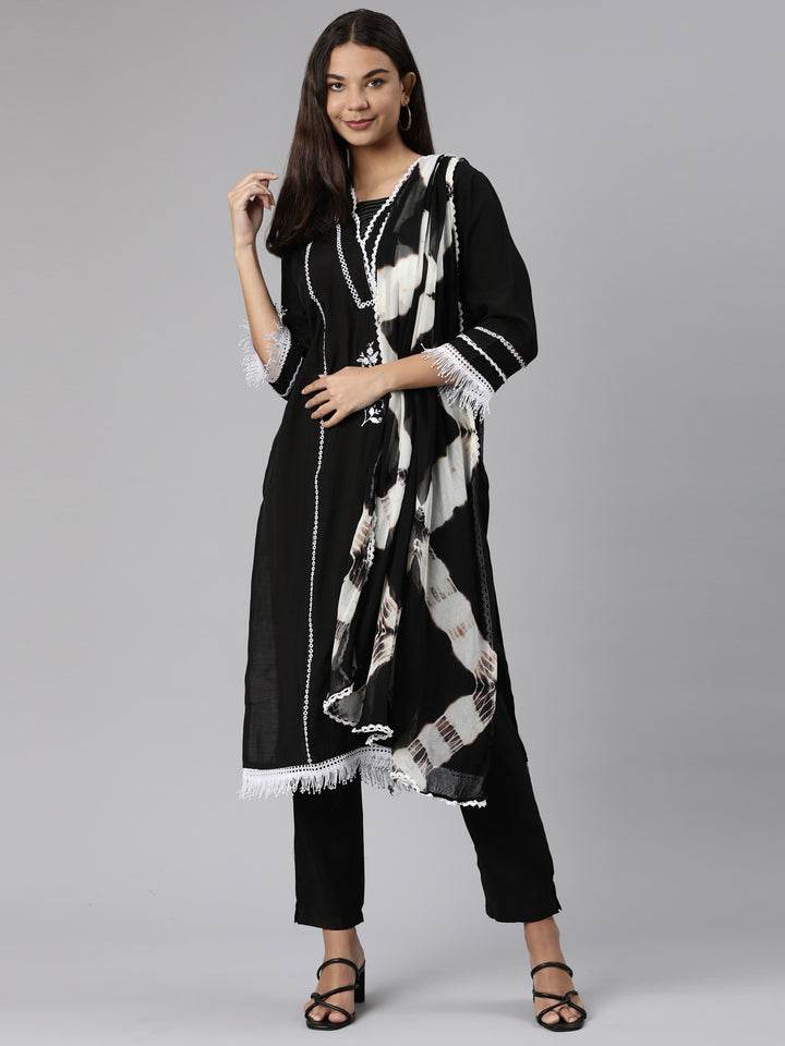 Neerus Black Shantoon printed suit set - detail view 2