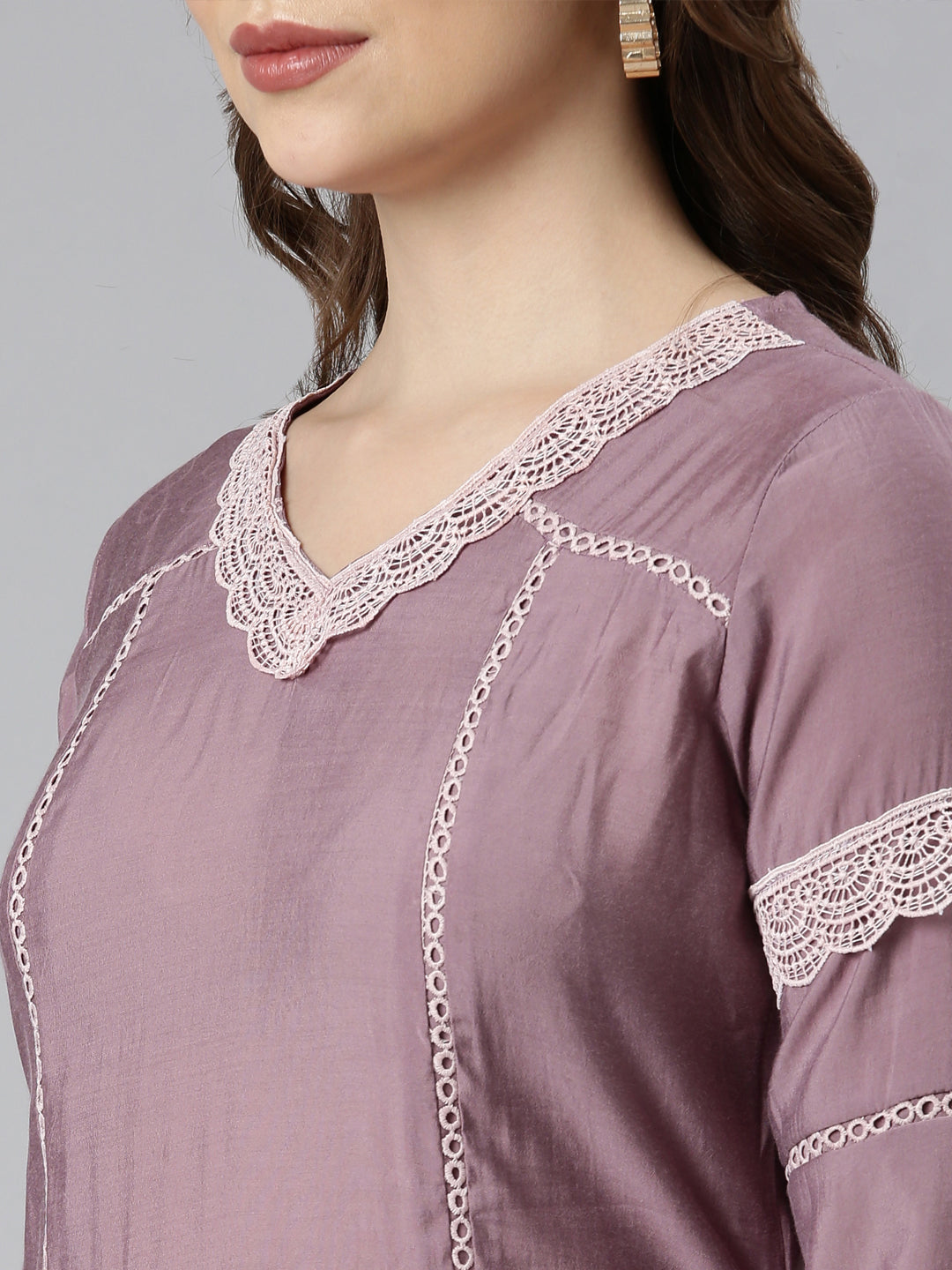 Neerus Pink Regular Straight Floral Kurta And  Trousers With Dupatta