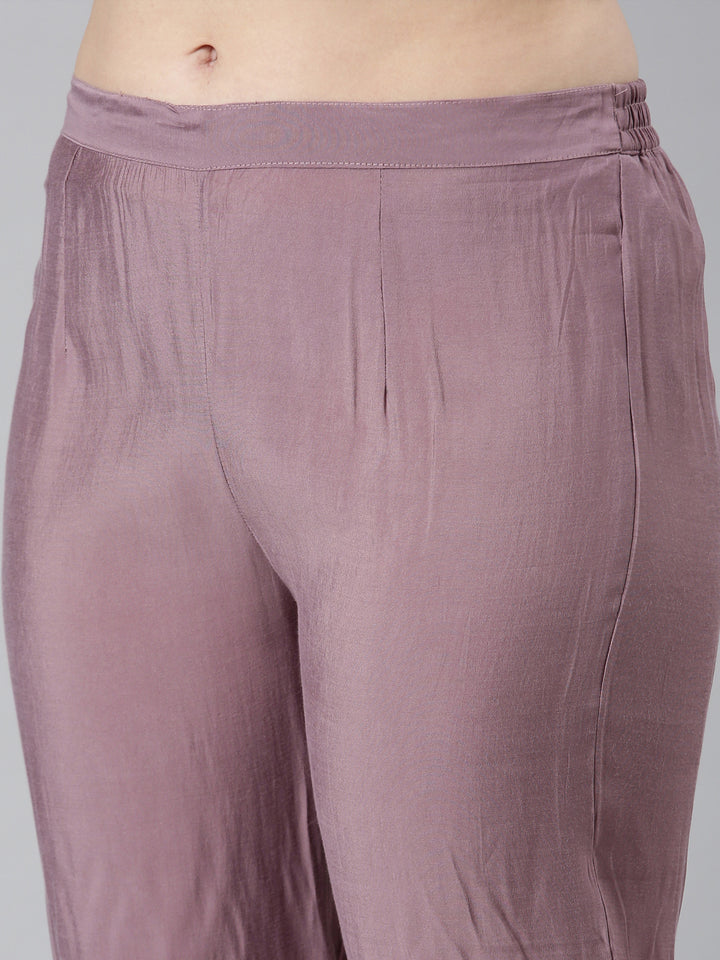 Neerus Pink Regular Straight Floral Kurta And  Trousers With Dupatta