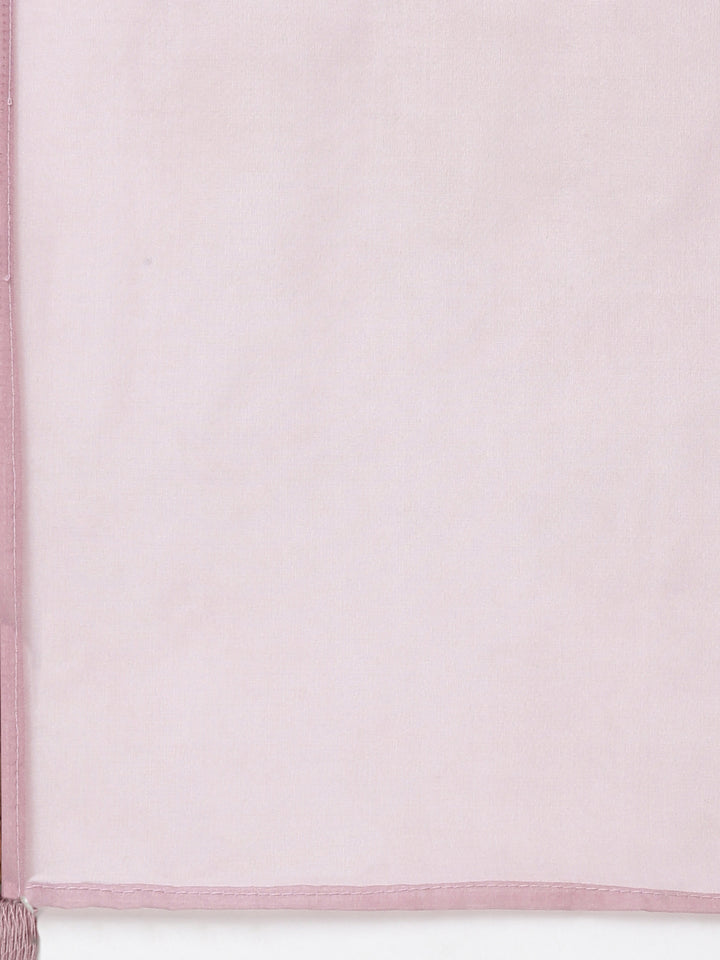 Neerus Pink Regular Straight Floral Kurta And  Trousers With Dupatta