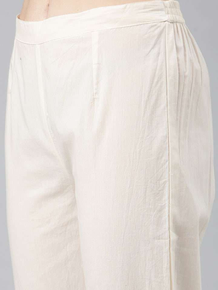 Neerus White cotton printed anarkali kurta set - detail view 3