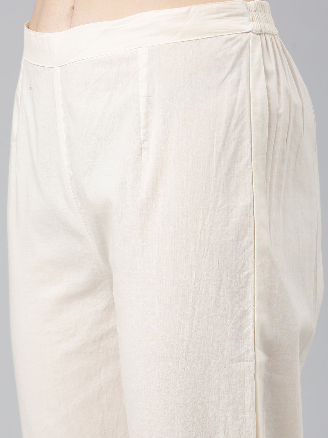 Neeru's Off White Pleated Anarkali Printed Kurta And Trousers With Dupatta