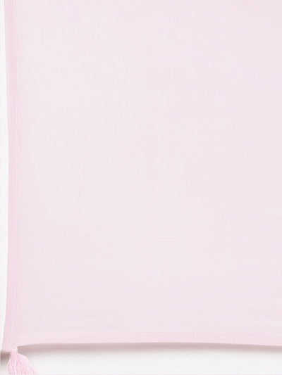Neerus Pink Pleated Anarkali Printed Kurta And Trousers With Dupatta