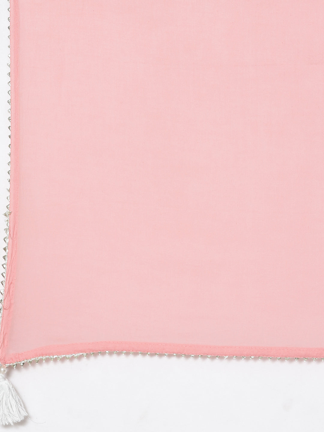 Neerus Pink cotton printed kurta set with trouser and dupatta - detail view 3