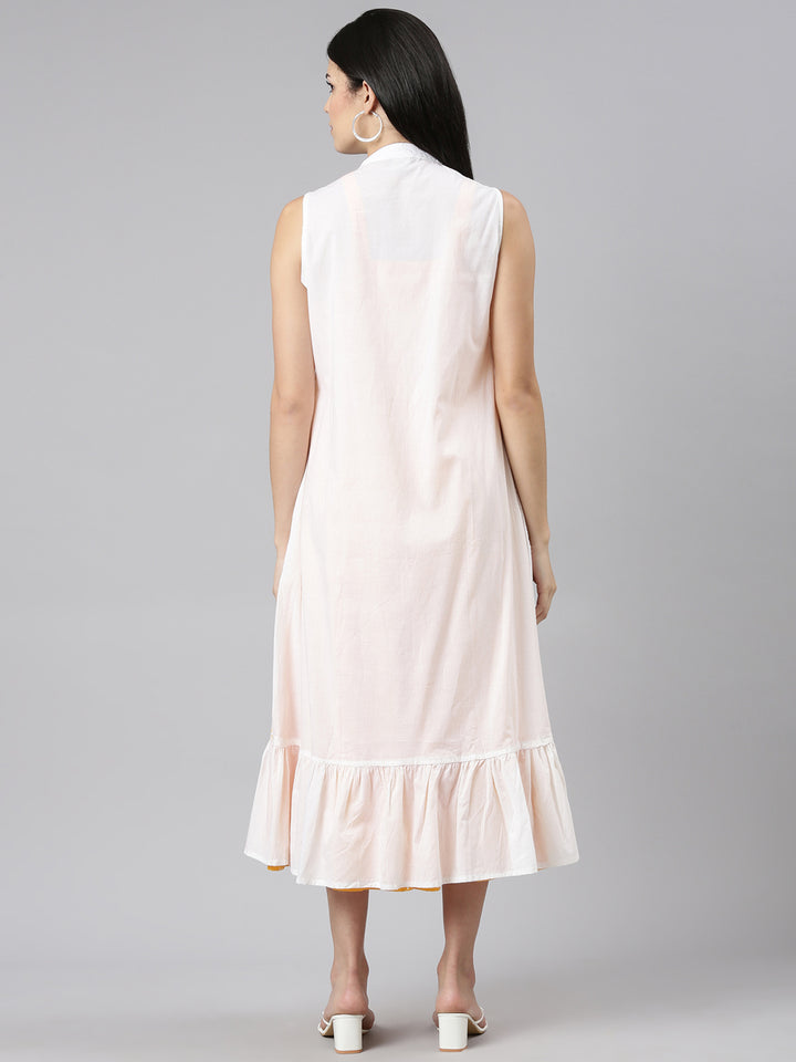 Neerus Mustard Straight Casual Floral Dresses