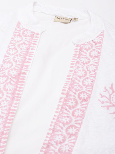 Neerus Pink Straight Casual Floral Dresses