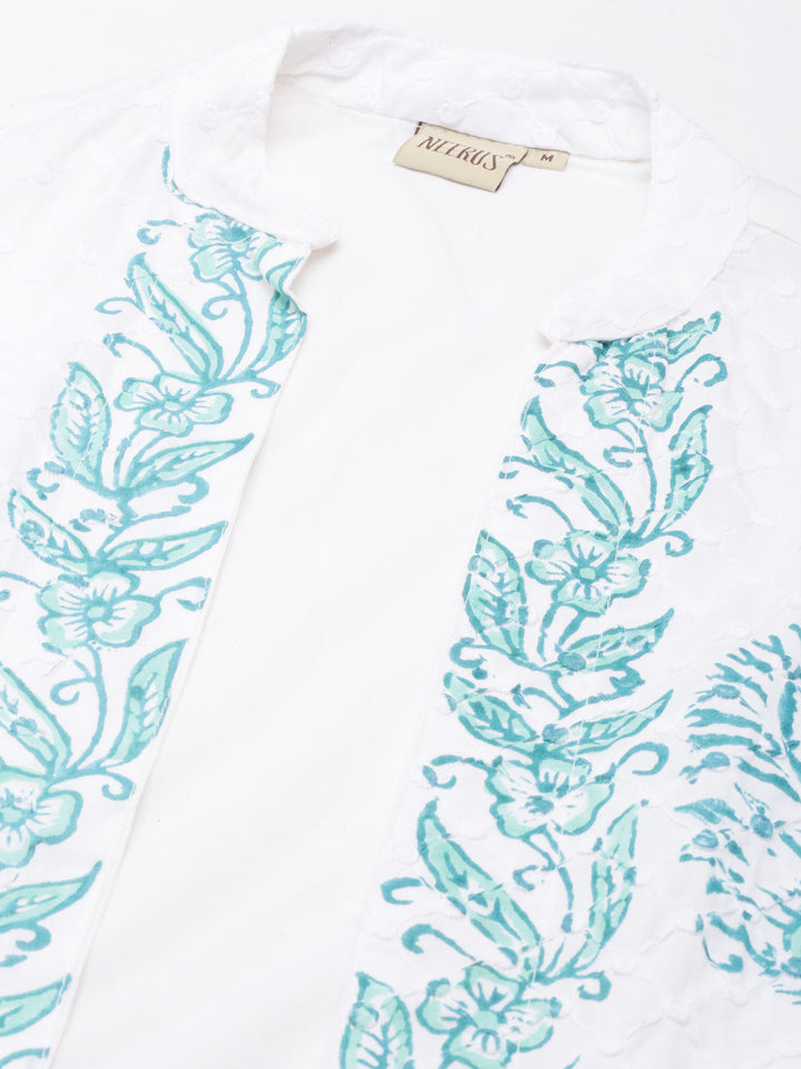 Neerus Green Straight Casual Floral Dresses