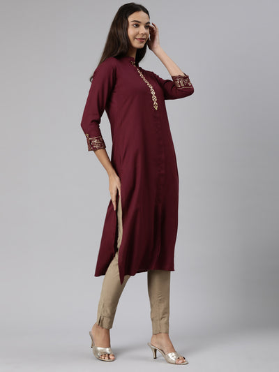 Neeru's wine Regular Straight Solid Kurtas