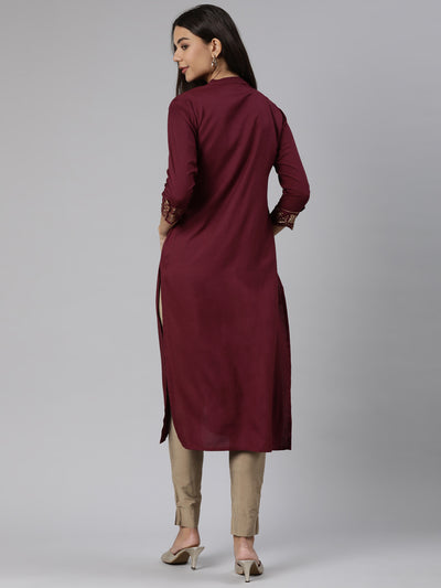 Neeru's wine Regular Straight Solid Kurtas