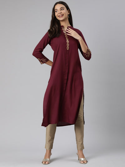 Neeru's wine Regular Straight Solid Kurtas