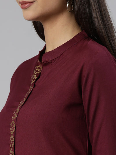 Neeru's wine Regular Straight Solid Kurtas