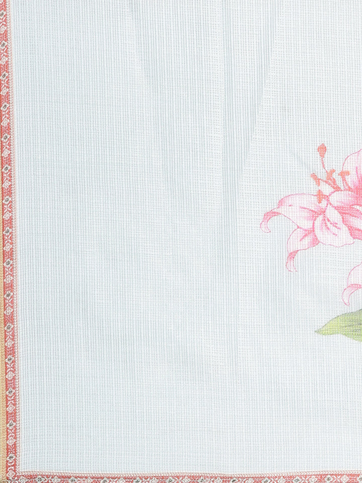 Neerus Lime Green Printed Straight Kurta and Trousers With Dupatta