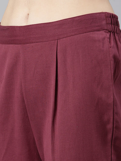 Neerus Pink Regular Straight Printed Kurta And Trousers