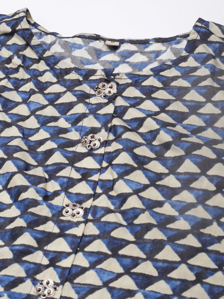 Neerus Multi Regular Straight Chevron Kurta And Veshti With Jacket