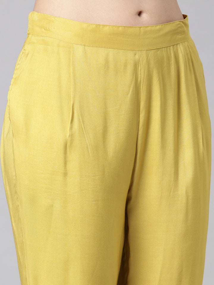 Neerus Green Embroidered Straight Kurta and Trousers With Dupatta