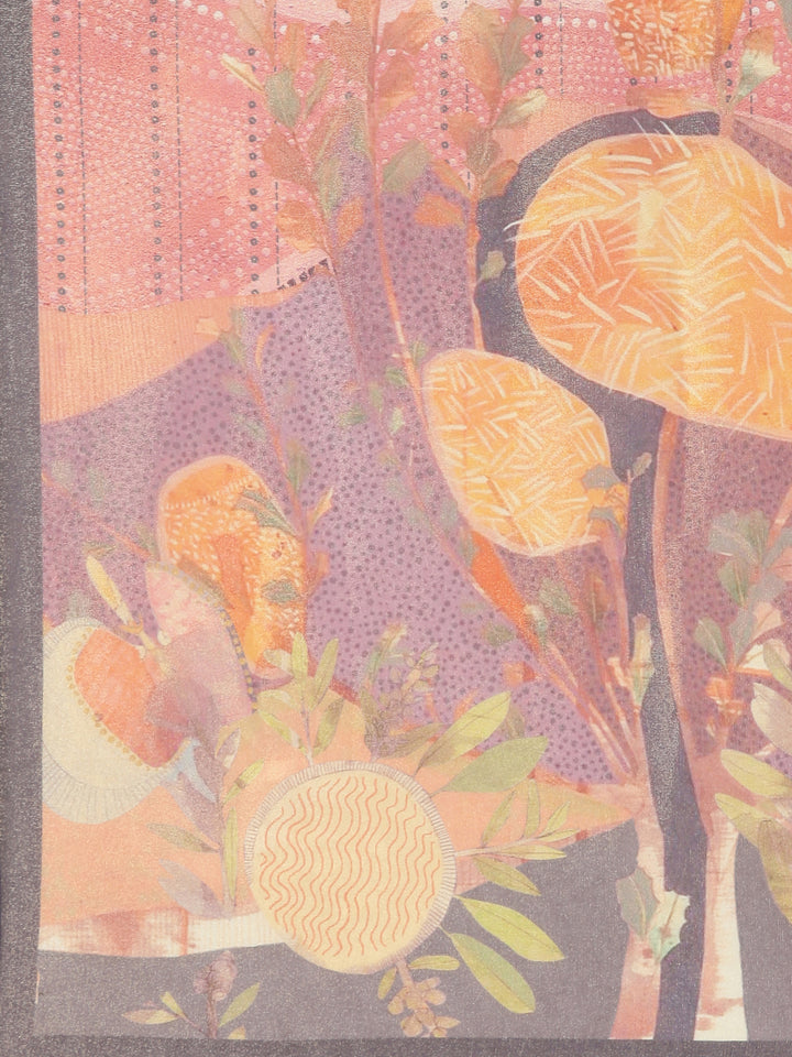 Neerus Orange Printed Straight Kurta and Trousers With Dupatta