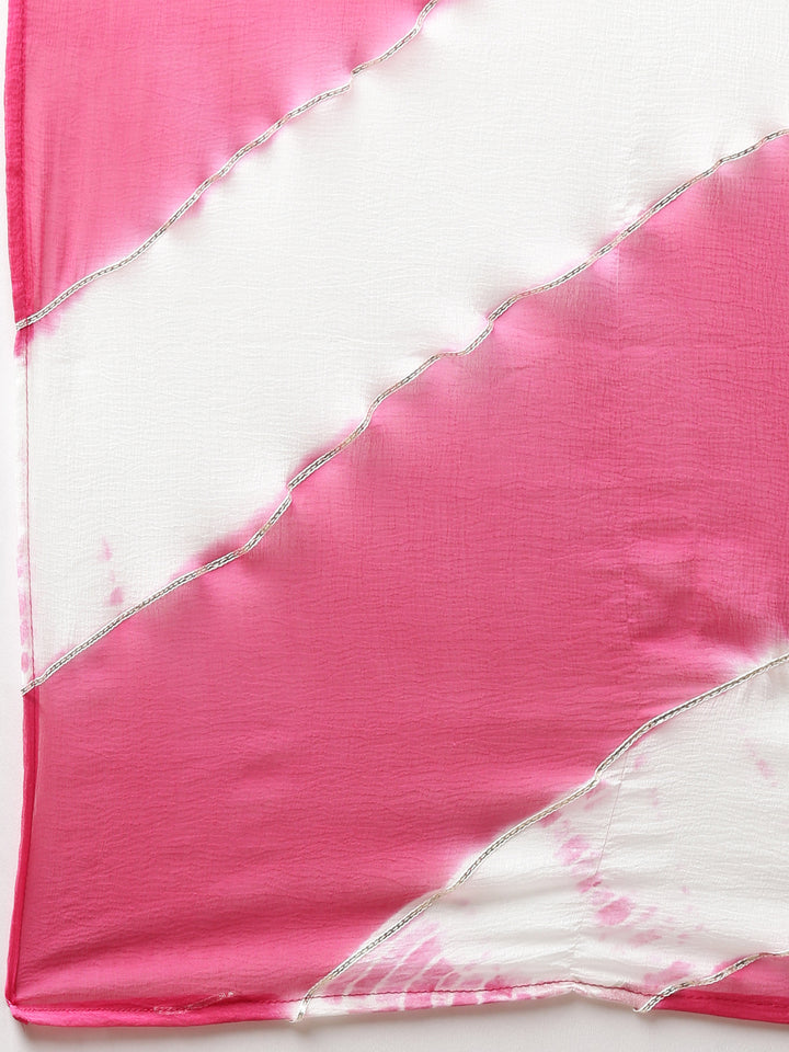 Neerus Pink Regular Straight Printed Kurta And Trousers With Dupatta