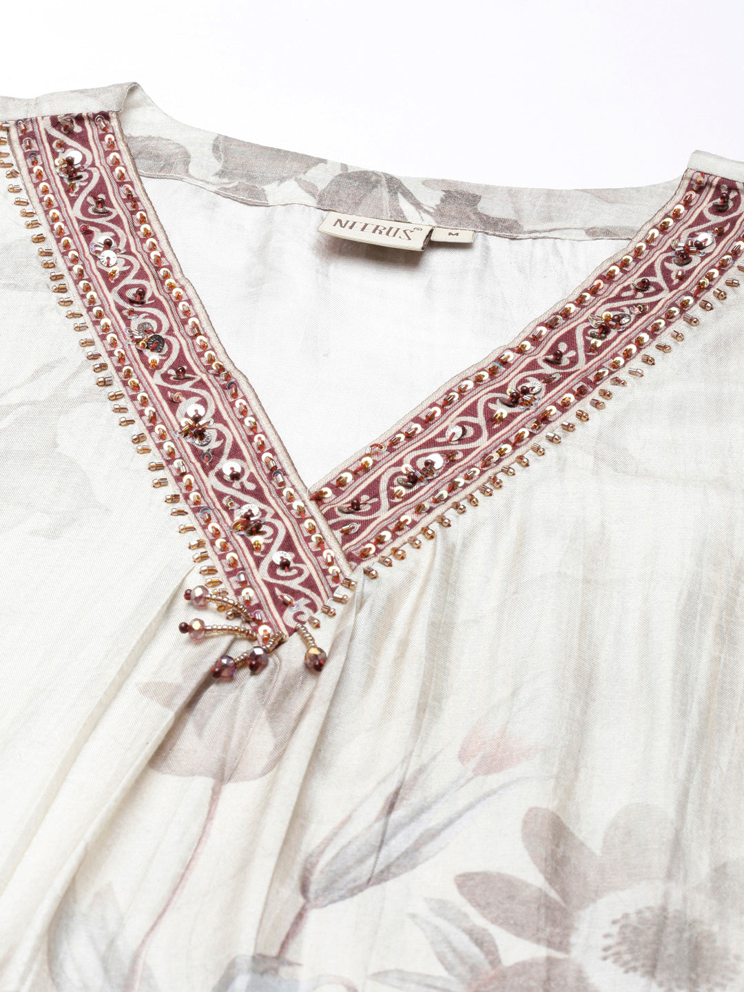 Neerus Gold embellished straight suit set with dupatta - detail view 1