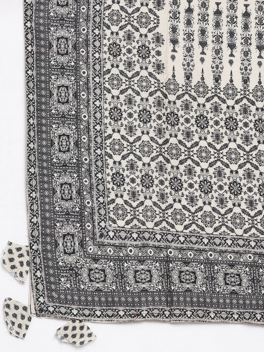 Neerus Black raw silk anarkali suit set - detail view 4