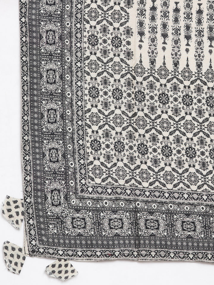 Neerus Black raw silk anarkali suit set - detail view 4