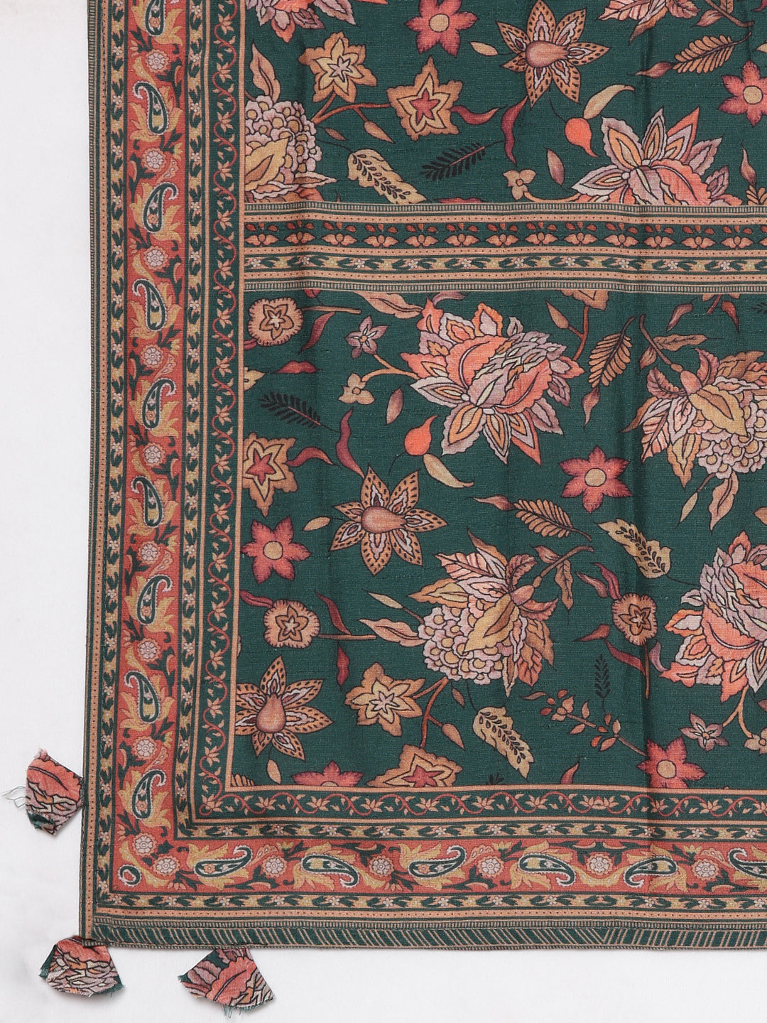 Neerus Green raw silk panelled straight suit set - detail view 4