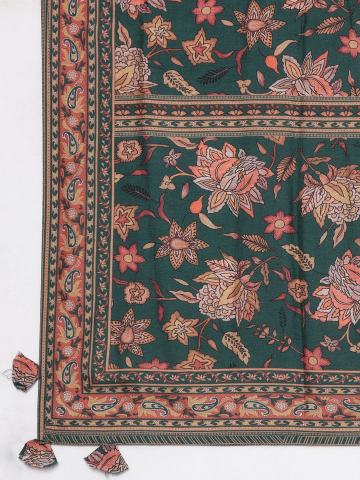 Neerus Green raw silk panelled straight suit set - detail view 4