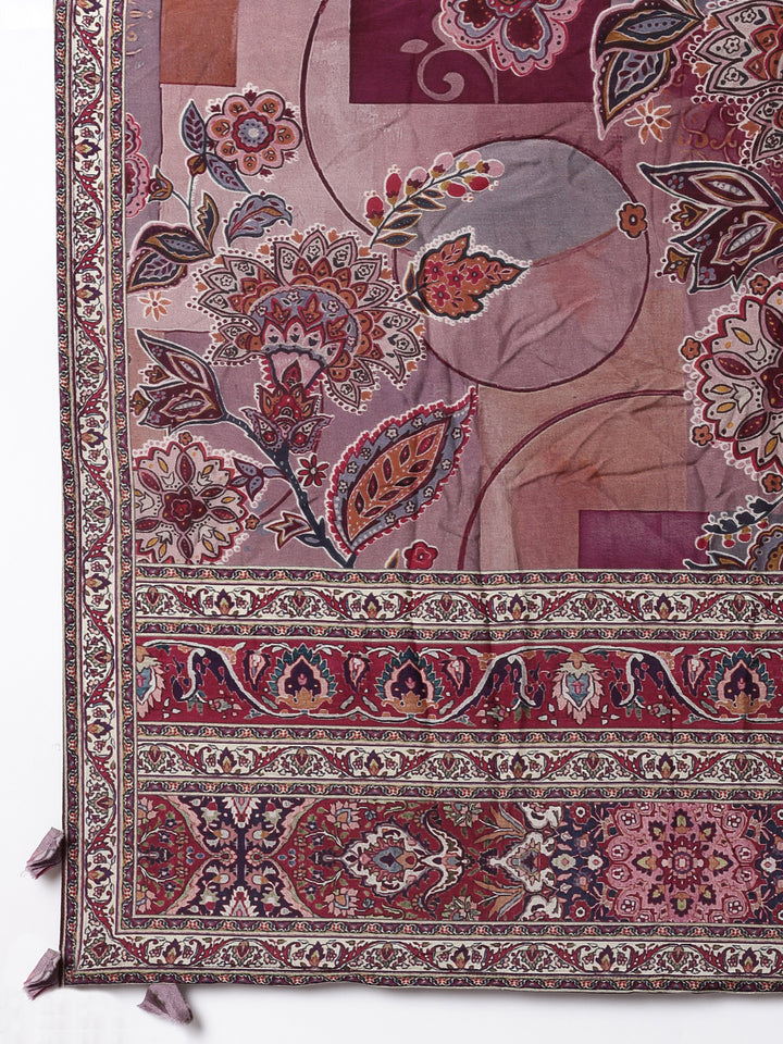 Grape Muslin A Line Cut Three Piece Set