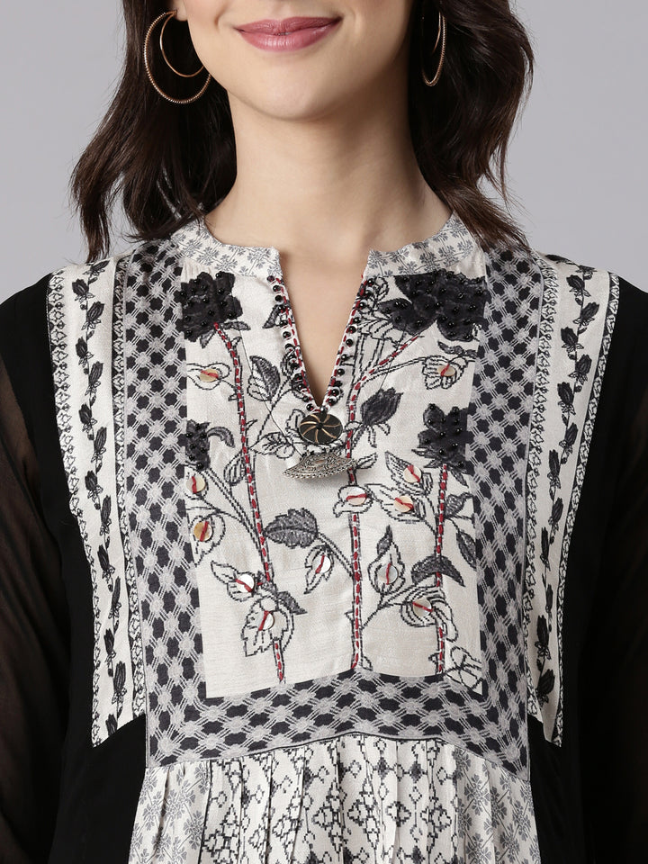 Black Georgette Printed Three Piece Set