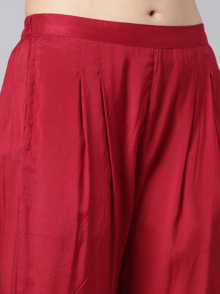 Neerus Cream Printed Straight Kurta and Trousers With Dupatta