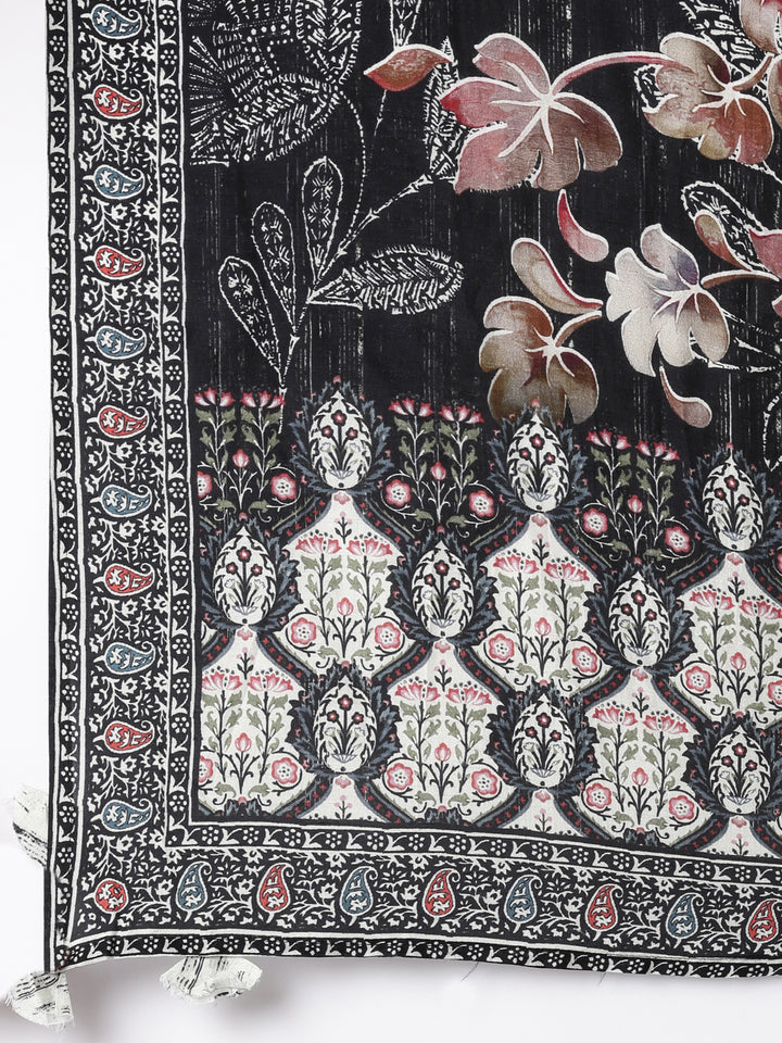 Off White Muslin Printed Three Piece Set