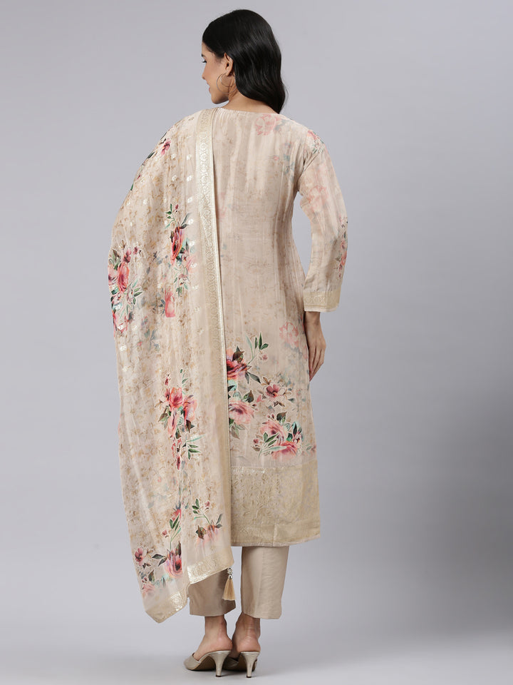 Neerus Gold printed straight suit set - side view