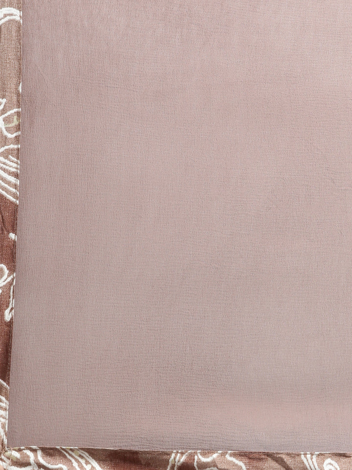 Neerus Brown shantoon printed kurta set - detail view 4