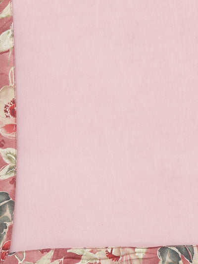 Neeru's Pink Regular Straight Floral Kurta Sets And Trousers With Dupatta