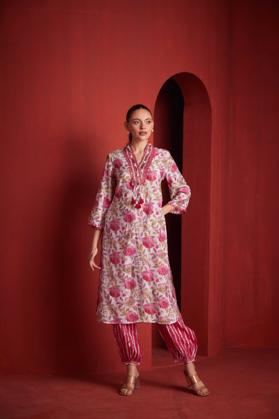 NEERU'S WOMENS PINK KURTA SET