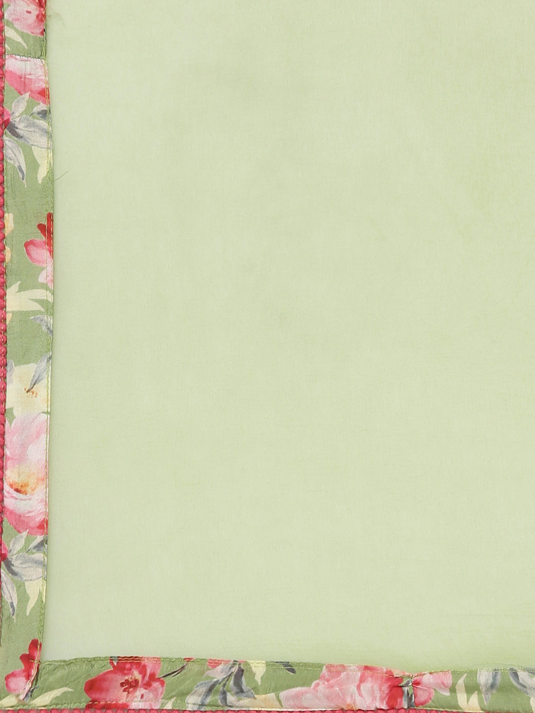 Neerus Green velvet printed Nyra cut kurta set - detail view 4