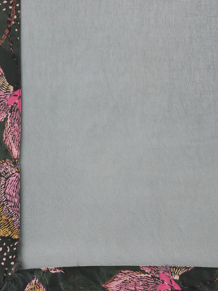 Neerus Green crepe printed high-low suit set - detail view 4