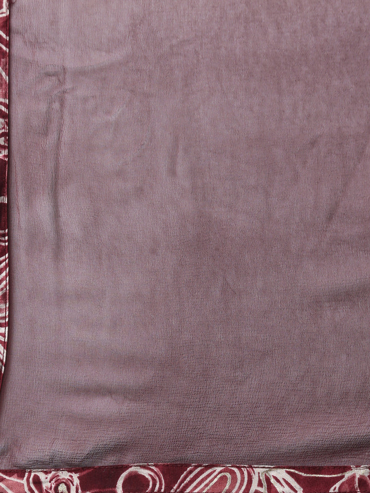 Neerus Maroon Shantoon printed suit set - detail view 4